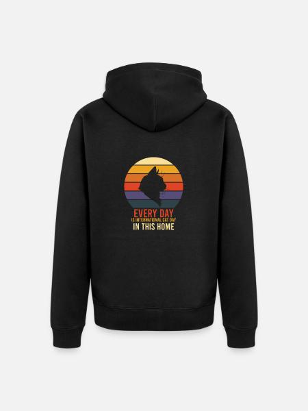 international cat day - Unisex Premium Organic Zip Hoodie - black