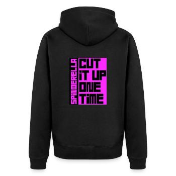 Spinderella - Unisex Premium Bio Zip Hoodie - Schwarz - Hinten - Nico (187cm)