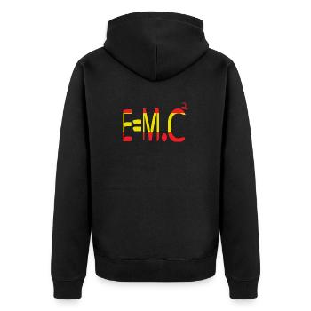 E=m.c² Mass and Energy in red and yellow - Unisex Premium Organic Zip Hoodie - black - Back - Nico (187cm)