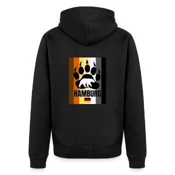 Hamburg Schwuler Bär - Unisex Premium Bio Zip Hoodie - Schwarz - Hinten - Nico (187cm)