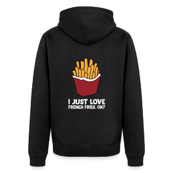 Frites - I just love french fries, ok? - Veste à capuche bio Premium Unisexe - noir - Dos - Nico (187cm)