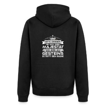 Herr des Gesteins - Geologe Petrologie Geologie - Unisex Premium Bio Zip Hoodie - Schwarz - Hinten - Nico (187cm)