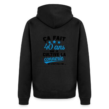 40 ans que je cultive la connerie anniversaire - Veste à capuche bio Premium Unisexe - noir - Dos - Nico (187cm)