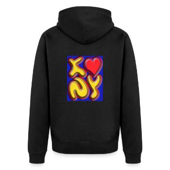 J’aime NY en différentes couleurs - Veste à capuche bio Premium Unisexe - noir - Dos - Nico (187cm)
