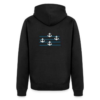 Anker Norddeutschland Seemann Matrose Kapitän - Unisex Premium Bio Zip Hoodie - Schwarz - Hinten - Nico (187cm)