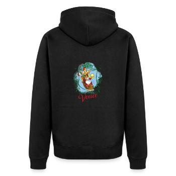 BRING MICH NACH VENEDIG - Unisex Premium Bio Zip Hoodie - Schwarz - Hinten - Nico (187cm)