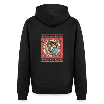 what are you waiting for - Unisex Premium Bio Zip Hoodie - Schwarz - Hinten - Nico (187cm)