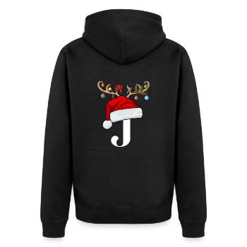 Lettre J bonnet de Noël - Veste à capuche bio Premium Unisexe - noir - Dos - Nico (187cm)