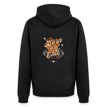Born to be Chef Design, Retro/Vintage - Unisex Premium Bio Zip Hoodie - Schwarz - Hinten - Nico (187cm)