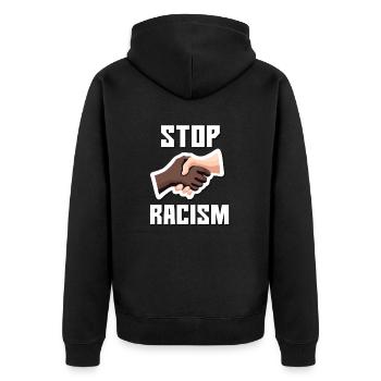 Stop au racisme Poignée de main Blanc - Veste à capuche bio Premium Unisexe - noir - Dos - Nico (187cm)