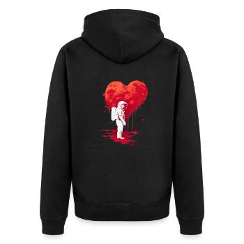Liebe dich zum Mond Geschenk heiliges Paar - Unisex Premium Bio Zip Hoodie - Schwarz - Hinten - Nico (187cm)