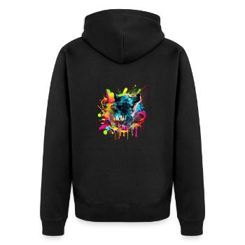Wolf - Unisex Premium Bio Zip Hoodie - Schwarz - Hinten - Nico (187cm)
