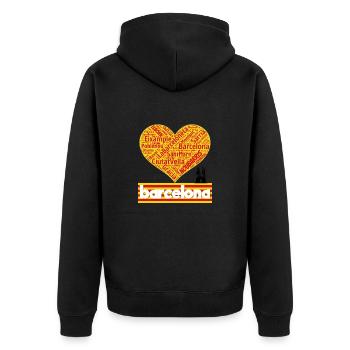 Barcelona - Unisex Premium Organic Zip Hoodie - black - Back - Nico (187cm)