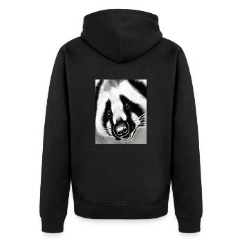 Badger (in german Dachs) cool portrait drawing - Unisex Premium Organic Zip Hoodie - black - Back - Nico (187cm)