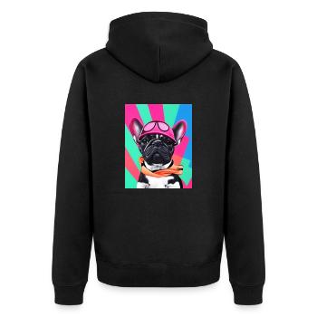 French Bulldog fashion chic style - Unisex Premium Organic Zip Hoodie - black - Back - Nico (187cm)