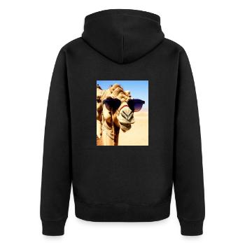 cool camel holiday selfie desert sunglasses comic - Unisex Premium Organic Zip Hoodie - black - Back - Nico (187cm)