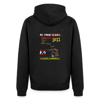 E5 Oberstdorf Meran 2022 - Unisex Premium Bio Zip Hoodie - Schwarz - Hinten - Nico (187cm)