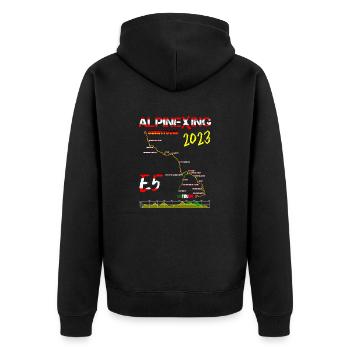 E5 Oberstdorf Meran 2023 - Unisex Premium Bio Zip Hoodie - Schwarz - Hinten - Nico (187cm)
