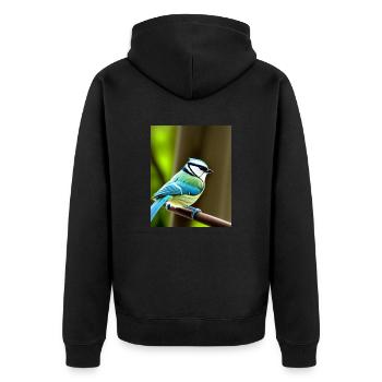 Cool Comic Portrait d’une mésange bleue dans la forêt - Veste à capuche bio Premium Unisexe - noir - Dos - Nico (187cm)