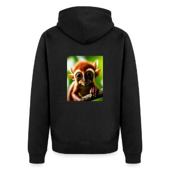 cooler lustiger süßer Koboldmaki (Tarsiidae) Waldcomic - Unisex Premium Bio Zip Hoodie - Schwarz - Hinten - Nico (187cm)