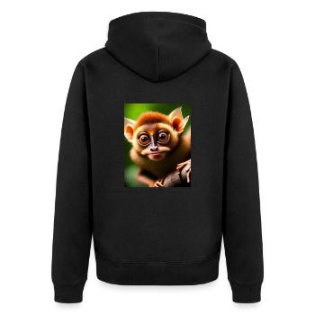 cooler lustiger süßer Koboldmaki (Tarsiidae) Waldcomic - Unisex Premium Bio Zip Hoodie - Schwarz - Hinten - Nico (187cm)