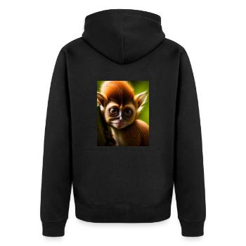 cooler lustiger süßer Koboldmaki (Tarsiidae) Waldcomic - Unisex Premium Bio Zip Hoodie - Schwarz - Hinten - Nico (187cm)
