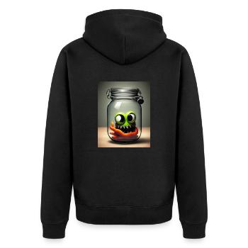 cute little monster in a jar Halloween horror fun - Unisex Premium Organic Zip Hoodie - black - Back - Nico (187cm)
