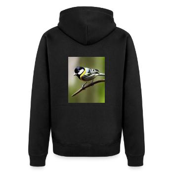 Cool Comic Portrait of a great tit Kohlmeise - Unisex Premium Organic Zip Hoodie - black - Back - Nico (187cm)