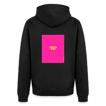 100 % Gay - Unisex Premium Bio Zip Hoodie - Schwarz - Hinten - Nico (187cm)