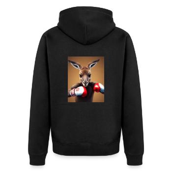 boxing kangaroo comic drawing animal australia - Unisex Premium Organic Zip Hoodie - black - Back - Nico (187cm)