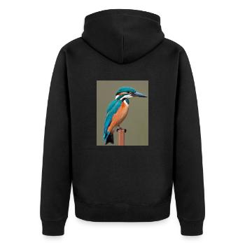 kingfisher on the branch - Unisex Premium Organic Zip Hoodie - black - Back - Nico (187cm)