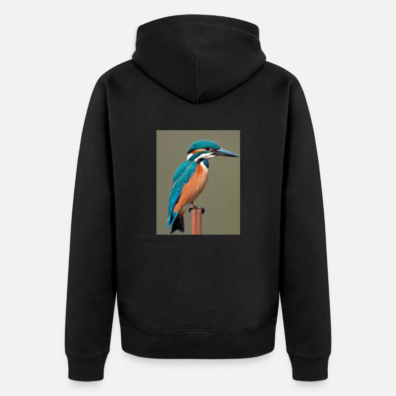 Martin-pêcheur sur la branche - Veste à capuche bio Premium Unisexe - noir