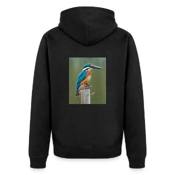 kingfisher on the branch - Unisex Premium Organic Zip Hoodie - black - Back - Nico (187cm)