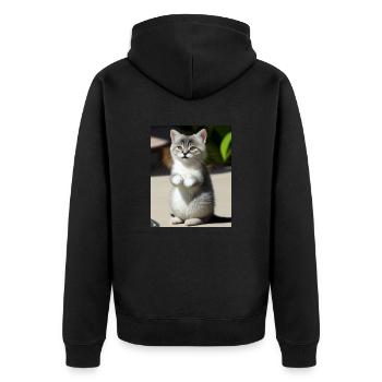 Chat persan blanc - Veste à capuche bio Premium Unisexe - noir - Dos - Nico (187cm)