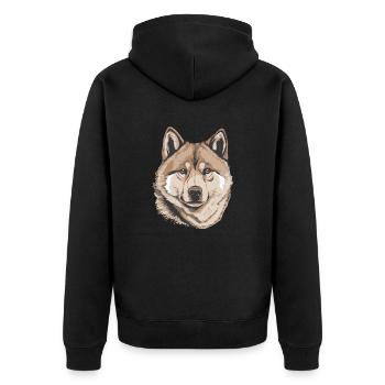 Akita - Unisex Premium Bio Zip Hoodie - Schwarz - Hinten - Nico (187cm)