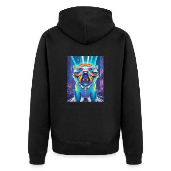 Musik Hund - Unisex Premium Bio Zip Hoodie - Schwarz - Hinten - Nico (187cm)