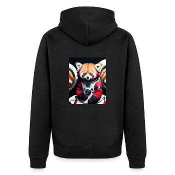 Red Panda Astronaut - Unisex Premium Organic Zip Hoodie - black - Back - Nico (187cm)