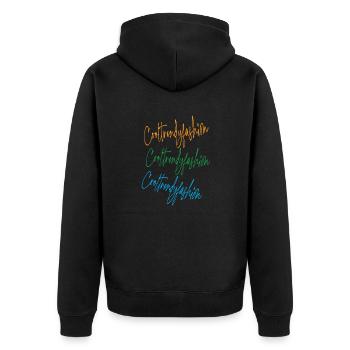 Cooltrendyfashion - Unisex Premium Bio Zip Hoodie - Schwarz - Hinten - Nico (187cm)