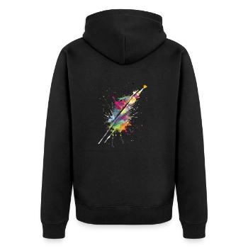 Mehrfarbige Aufgabe - Unisex Premium Bio Zip Hoodie - Schwarz - Hinten - Nico (187cm)