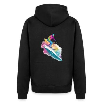 Gabby skiing - Unisex Premium Organic Zip Hoodie - black - Back - Nico (187cm)