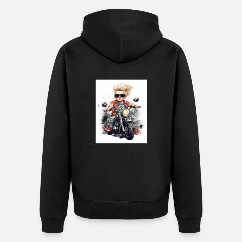 Junior Biker 2 - Unisex Premium Organic Zip Hoodie - black