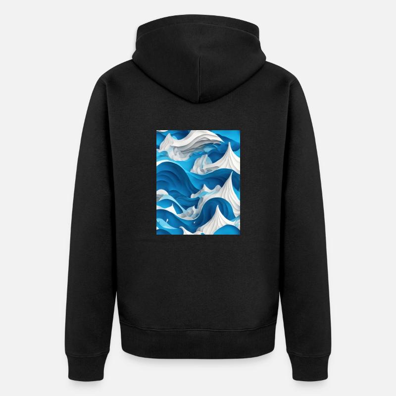 Papier 3D Ocean Waves - Veste à capuche bio Premium Unisexe - noir