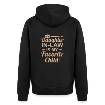 Der Muttertag von meiner Schwiegertochter ist mein Favorit - Unisex Premium Bio Zip Hoodie - Schwarz - Hinten - Nico (187cm)