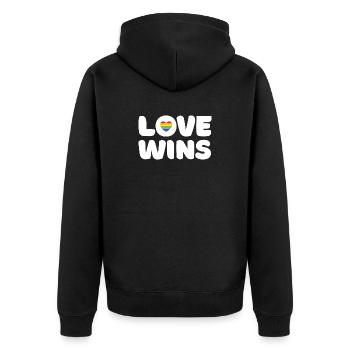 Pride Month LGBTQ - Liebe gewinnt - Unisex Premium Bio Zip Hoodie - Schwarz - Hinten - Nico (187cm)