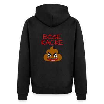 BÖSE KACKE - Unisex Premium Bio Zip Hoodie - Schwarz - Hinten - Nico (187cm)