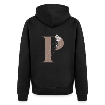 letter P Magic butterfly - Unisex Premium Organic Zip Hoodie - black - Back - Nico (187cm)