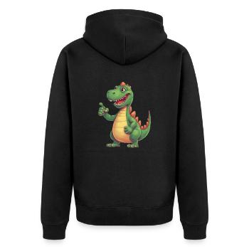 Ein Dino, dem Sie vertrauen können Daumen hoch für Sie - Unisex Premium Bio Zip Hoodie - Schwarz - Hinten - Nico (187cm)