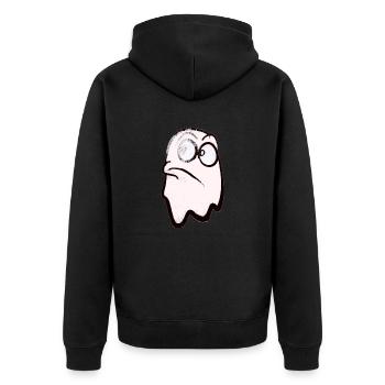 Drôle de fantôme souriant en blanc - Veste à capuche bio Premium Unisexe - noir - Dos - Nico (187cm)