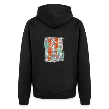 Zeitungsausschnitte Scrapbook Zeitschriften Alphabet Code - Unisex Premium Bio Zip Hoodie - Schwarz - Hinten - Nico (187cm)