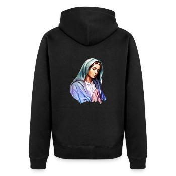 Holly Mary Maria Madonna Mariana Virgin Mary Holy - Unisex Premium Organic Zip Hoodie - black - Back - Nico (187cm)